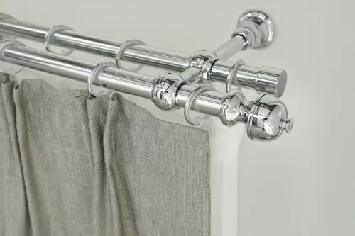 Garesa, GARESA Gardinenstange "ANDREA" Ø 20 mm 2 läufig-läufig Wunschmasslänge Vorhanggarnitur, verlängerbar, Endknopf Profil klein, mit Ringen