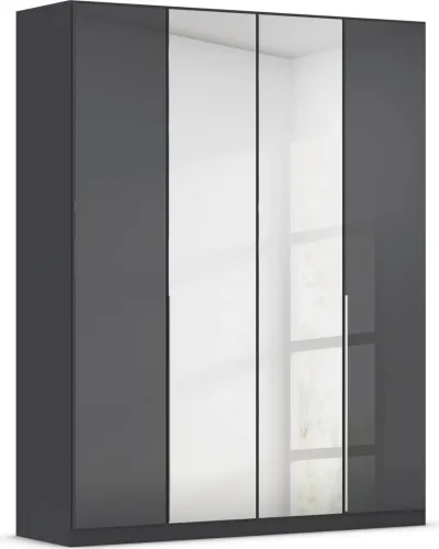 Goodproduct, GOODproduct Drehtürenschrank "Kleiderschrank Kleiderschränke Schrank Garderobe AGORDO mit Glasfront" in zwei Griff-Farben, Breiten 91-405 cm, durchdachte Innenausstattung, in 8 Breiten und 2 Höhen MADE IN GERMANY