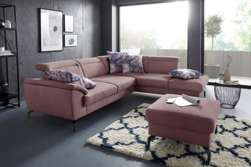 SIT&MORE, sit&more Ecksofa, 15 cm Fusshöhe, inklusive Sitztiefenverstellung, wahlweise Kopfteilverstellung, wahlweise in 2 unterschiedlichen Fussfarben