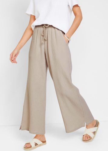 bonprix, bonprix Palazzohose "Palazzo-Hose aus Musselin" aus Musselin, lockere Passform, elastischer Bund, knöchellang