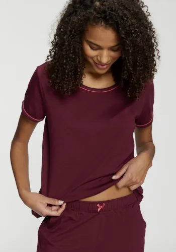 LASCANA Pyjamaoberteil 1 mit Kontrastpaspeln