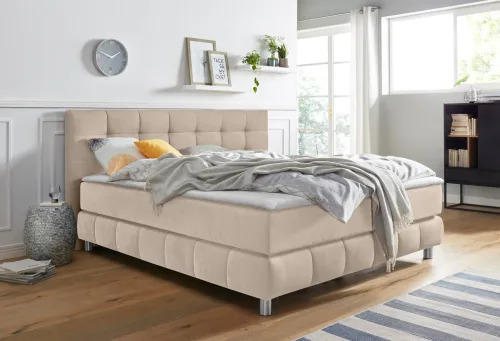 home affaire, Home affaire Boxspringbett "Salo XXL" in Samtoptik oder Struktur, 6 Breiten in Überlänge 220cm, 4 Härtegrade