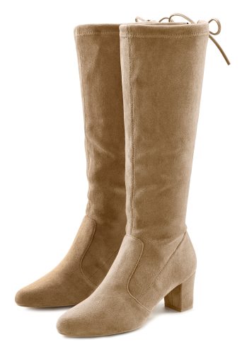 LASCANA Stiefel, vegan aus elastischem Stretchmaterial mit Langschaft und Blockabsatz