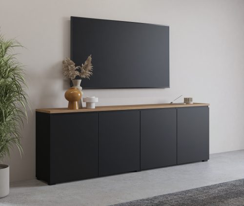 GOODproduct, GOODproduct Sideboard "Modo, Breite 200 cm, moderne grifflose Kommode 4Türen" Anrichte mit viel Stauraum, Einlegeböden verstellbar