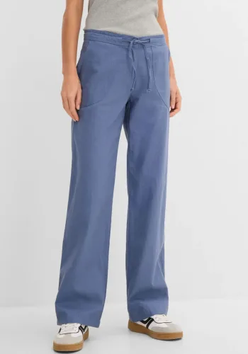 bonprix, bonprix Leinenhose Loose Fit, mit Kordelzugbund, mit Eingrifftaschen, mit Gesässtaschen