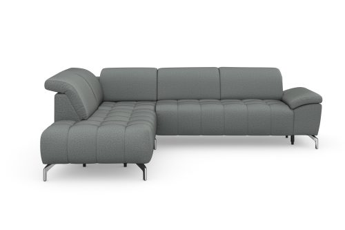 SIT&MORE, sit&more Ecksofa »Cool«, wahlweise mit Kopfteilverstellung und Vorziehsitz, motorisch,mit silberfarbenen Füssen