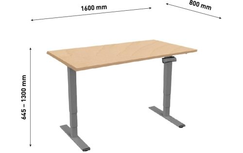 Contini, Contini höhenverstellbarer Bürotisch RAL 7045 1.6x0.8m Ahorn Natur