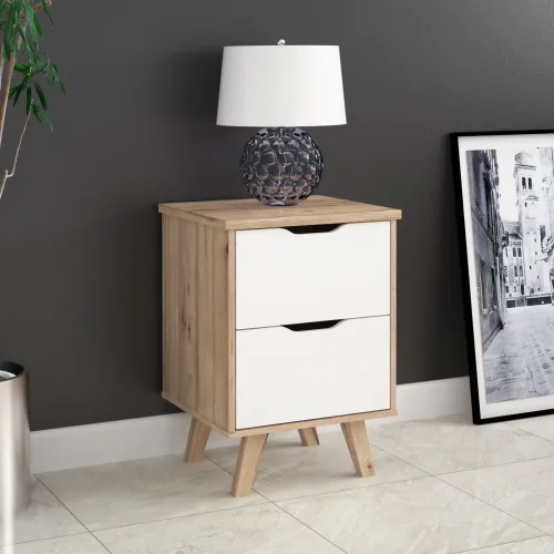 CONFORAMA, Nachttisch VANKKA 2 Schubladen 45x42x63.9cm eiche dekor