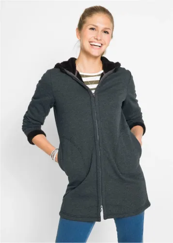 bonprix, bonprix Kapuzen-Sweatjacke mit Teddyfellgrau 40Damen