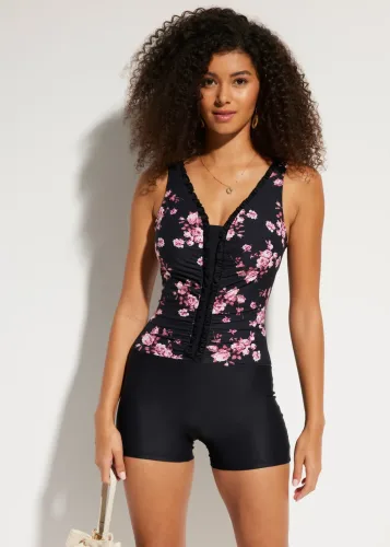 bonprix, bonprix Light Shape-Badeanzug mit Beinschwarz 38Damen