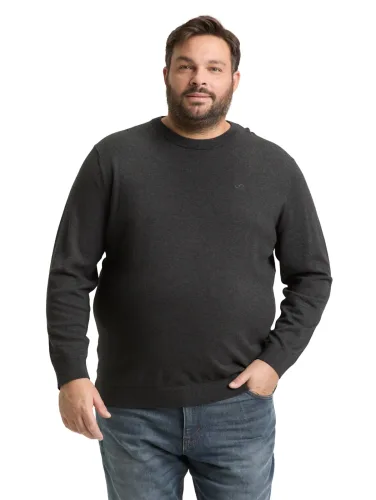 TOM TAILOR PLUS Strickpullover mit Logo-Stickerei / Grosse Grössen