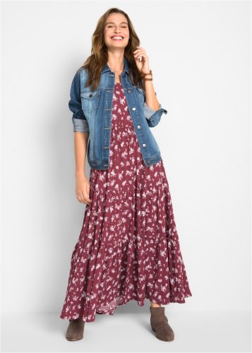bonprix, bonprix Maxikleid aus reiner Baumwolle, Loose Fit, Kurzarm-Design, mit Allover-Muster