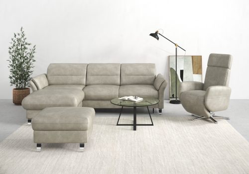 SIT&MORE, sit&more Ecksofa »Grenoble«, inklusive Federkern, wahlweise mit Bettfunktion, Bettkasten, Armteilverstellung und Kopfteilverstellung