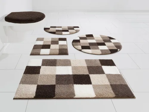 Grund, Grund Badematte "Mosaik, Badvorleger, Badezimmer Teppich, sehr weich" Höhe 20 mm rutschhemmend beschichtet fussbodenheizungsgeeignet angenehm weich, auch als 3 teiliges Set erhältlich, Made in Europe