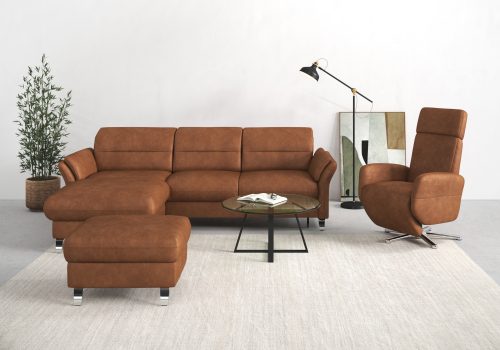 SIT&MORE, sit&more Ecksofa »Grenoble«, inklusive Federkern, wahlweise mit Bettfunktion, Bettkasten, Armteilverstellung und Kopfteilverstellung