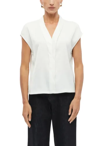 s.Oliver BLACK LABEL, s.Oliver BLACK LABEL Kurzarmshirt Sommerbluse / Sommershirt mit V-Ausschnitt