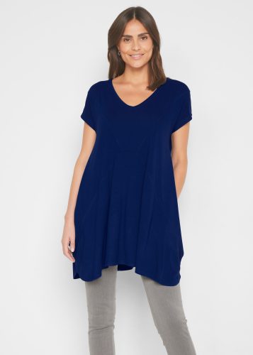 bonprix, bonprix Longshirt A-Linie Passform, mit Eingrifftaschen, tiefer Rundhalsausschnitt