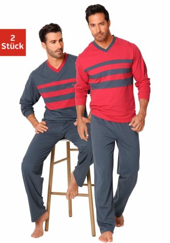 le jogger® Pyjama, (2 Stück), mit kontrastfarbigen Einsätzen vorn