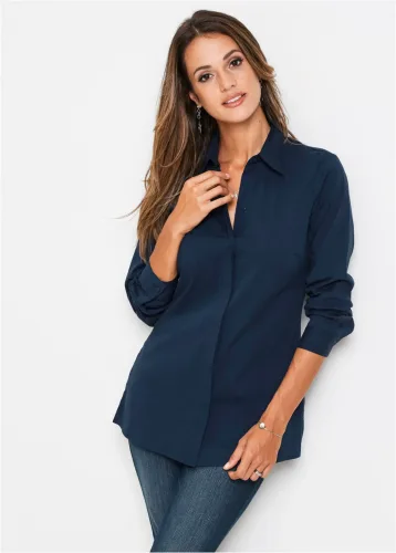 bonprix, bonprix Long-Stretch-Bluseblau 44Damen