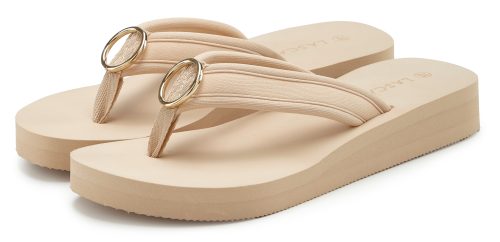 Lascana, LASCANA Badezehentrenner "Sandale, Badeschuh, Pantolette, Badelatsche, Flip Flop, Sommerschuh," Zehentrenner mit Ringapplikation "Italy" VEGAN