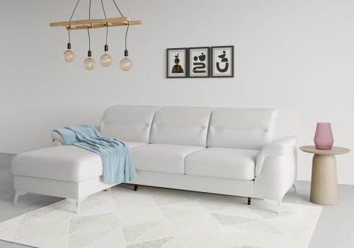 SIT&MORE, sit&more Ecksofa »Sinatra«, mit Recamiere, optinal mit Kopfteilverstellung und Armteilfunktion oder Kopfteilverstellung, Armteilfunktion, Bettfunktion und Bettkasten, chromfarbene Metallfüsse