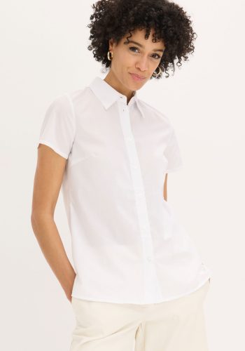 bonprix, bonprix Kurzarmbluse Regular Fit, eleganter Stil, Hemdblusenkragen