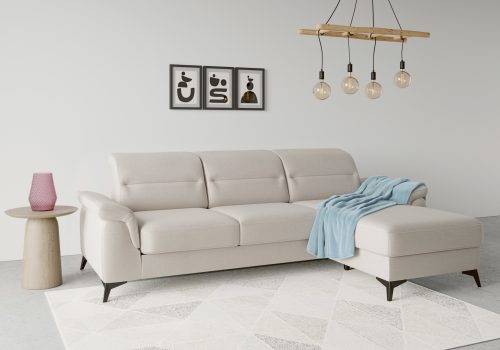 SIT&MORE, sit&more Ecksofa »Sinatra«, mit Recamiere, optional mit Kopfteilverstellung und Armteilfunktion oder mit Kopfteilverstellung, Armteilfunktion, Bettfunktion und Bettkasten, mattschwarze Metallfüsse