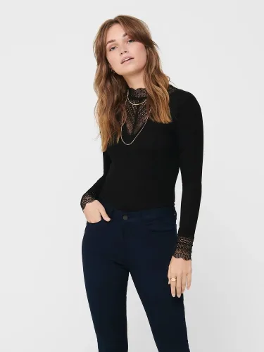 Only, Only Tilde Geripptes Langarmshirt - Black XS Damen