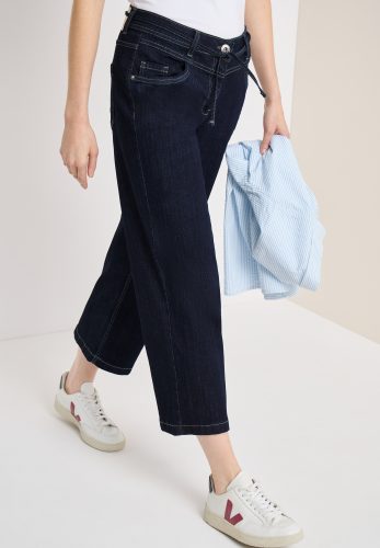cecil, Cecil Weite Jeans "Style Neele" 7/8-Länge mit Gürtel-Detail