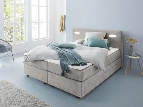 home affaire, Home affaire Boxbett "Luan" Schubkästen, LED-Beleuchtung und Topper, in Breite 120 cm und 180 cm