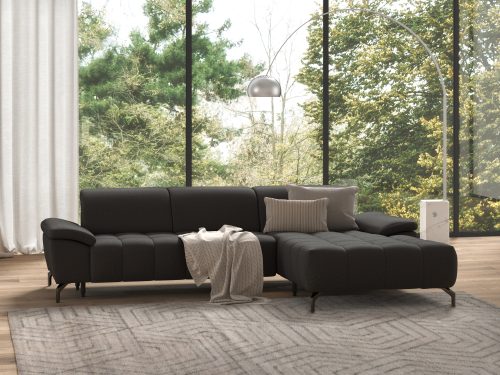 SIT&MORE, sit&more Ecksofa »Cool«, wahlweise mit Kopfteilverstellung und Vorziehsitz, motorisch, mit schwarzen Füssen