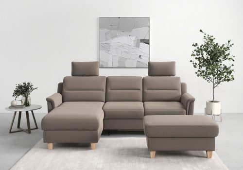 SIT&MORE, sit&more Ecksofa »Farö«, inklusive Federkern, mit naturfarbenen Füssen, wahlweise mit Bettfunktion und Bettkasten