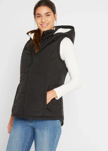 bonprix, bonprix Steppweste mit Teddyfutterschwarz 44Damen