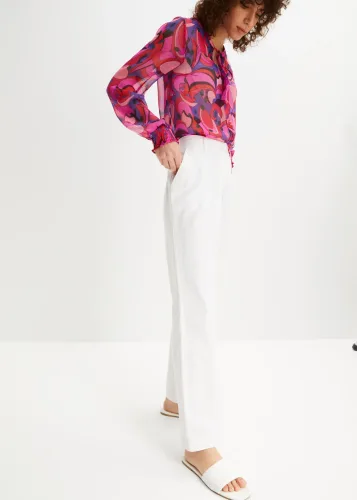bonprix, bonprix Webhose aus Leinen-Baumwoll-Mixweiß 38Damen