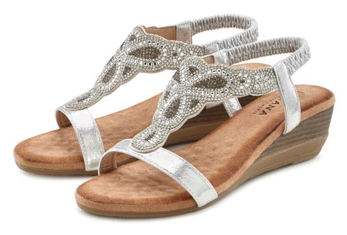 Lascana, LASCANA Sandalette "Sommerschuh" Sandale, Sommerschuh mit leichtem Keilabsatz und Glitzer-Steinchen