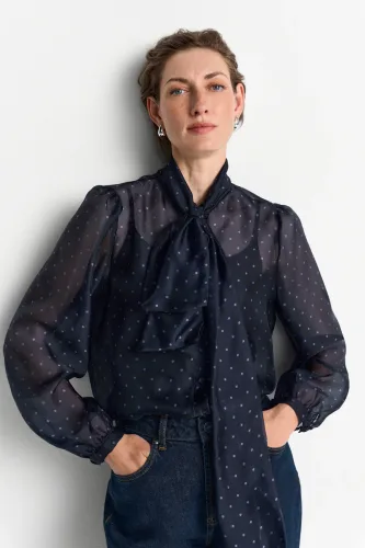 RICHROYAL Schluppenbluse Regular fit mit Schleife