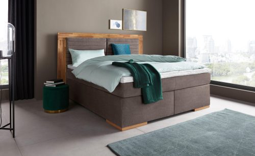PLACES OF STYLE, Places of Style Boxspringbett »Cup«, mit Massivholzrahmen, mit Topper, in 2 Härtegraden, in 3 Breiten