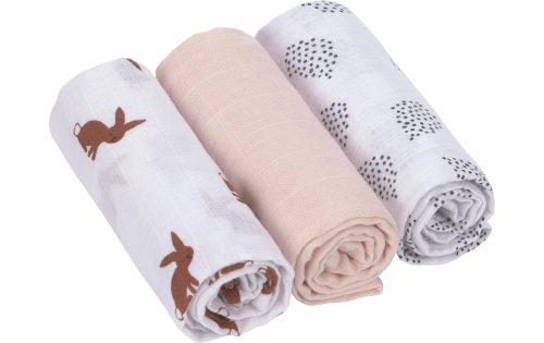 LÄSSIG Mulltücher M 3er Pack Little Forest Rabbit 60 x 60 cm