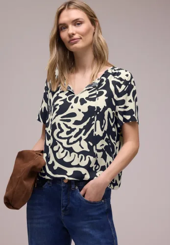 Street One, Bluse mit Split Neck und Bändern