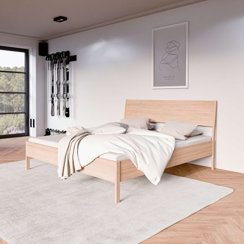 HOME AFFAIRE, Home affaire Bett »Nord, Bettgestell, Eichefurnier« skandinavisches und minimalistisches Design, natürliche Eleganz