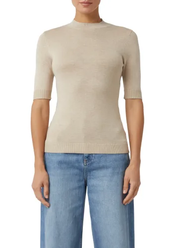 Comma, Comma Strickpullover halbarm, mit Stehkragen