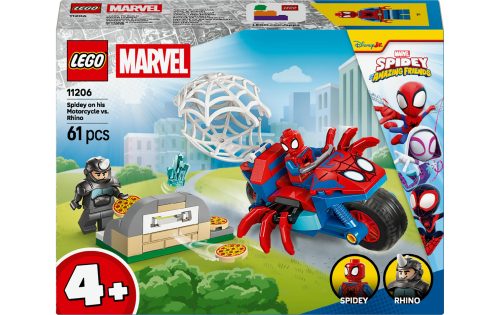 LEGO, LEGO Konstruktionsspielsteine "Marvel Spidey auf Motorrad vs. Rhino 11206"