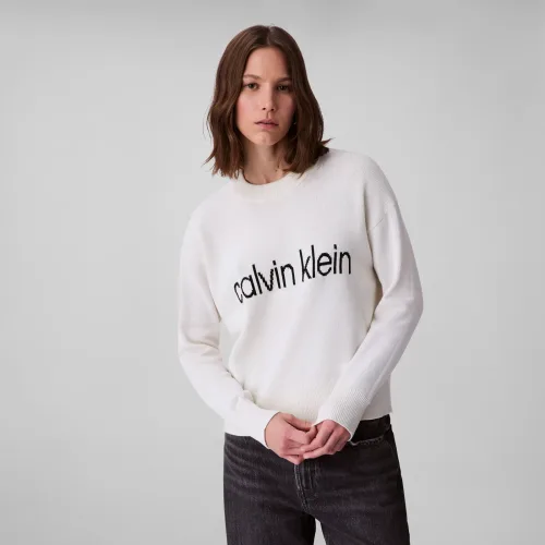 Calvin Klein Jeans, Calvin Klein Jeans Strickpullover "Cotton Graphic Pullover" Mit Rundhalsausschnitt