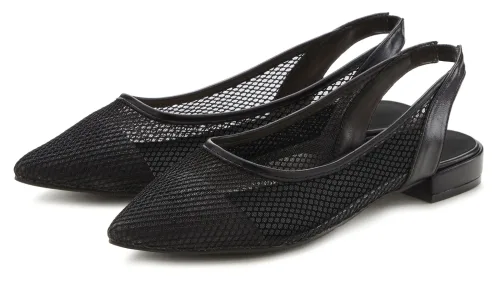 French Connection, French Connection Ballerina "Riemchenballerina, Halbschuh, Slipper, Sandale, Sommerschuhe" mit luftigem Mesh-Einsatz VEGAN