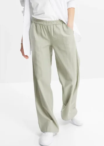 bonprix, bonprix Palazzo-Hose aus Leinengrün 38Damen