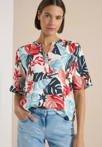 cecil, Cecil Shirtbluse Kurzarm Sommerbluse mit Split Neck