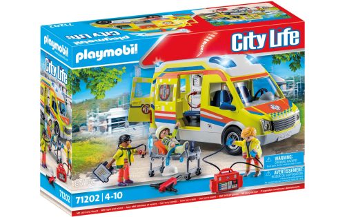 PLAYMOBIL, 71202 City Life - Rettungswagen mit Licht und Sound, Konstruktionsspielzeug