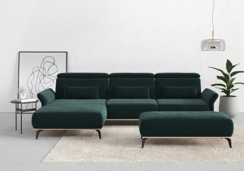 Places of Style Ecksofa »Fjord«, massiv, wahlweise mit Armlehnfunktion, Kopf- Sitztiefenverstellung