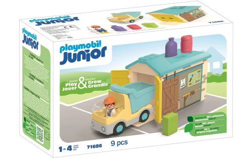 PLAYMOBIL, 71686 Junior: LKW mit Sortiergarage, Konstruktionsspielzeug