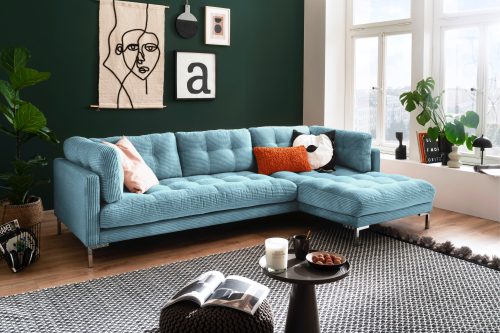 Trends by HG, Trends by HG Ecksofa »Landau«, mit Metallfuss, wahlweise Recamiere rechts oder links bestellbar